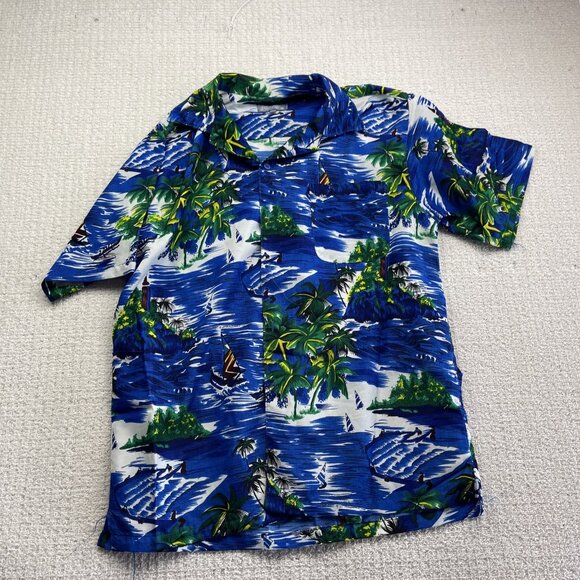 Lot x5 Bulk VTG Hawaii Floral Button Shirt Men L/XL Boats Palms Tree Party Read - Picture 12 of 15